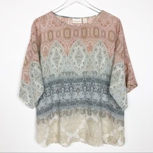Chico’s Boho Style Blouse Top Size 1